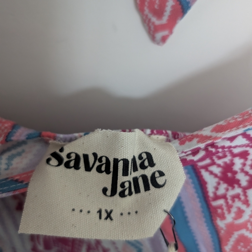 NEW Savanna Jane Women's Plus Size 1X Boho Jumpsuit Playsuit Colorful Halter - Picture 6 of 12